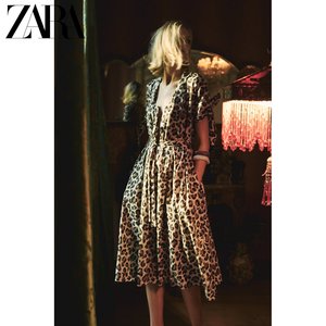ZARA24夏季新品 女装 ZW系列动物纹印花衬衣式连衣裙 2183060 051