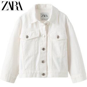 ZARA 新品 童装女童 白色衬衫领休闲牛仔夹克外套 5252604 250