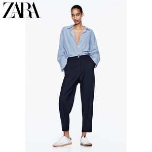 ZARA24春季新品 女装 裤脚打褶收腿裤 2262520 401