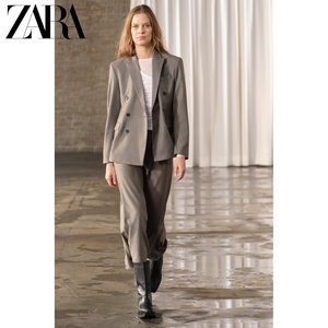ZARA24春季新品 女装 ZW系列羊毛混纺双排扣西装外套 2208425 832