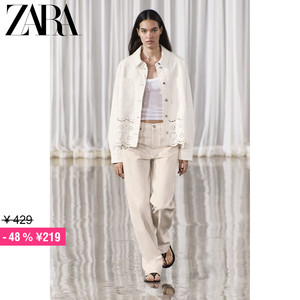 ZARA特价精选 女装 白色镂空设计牛仔短外套 4877052 712
