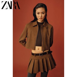 ZARA24春季新品 龙年限定 女装绒面质感夹克外套 3046544 776