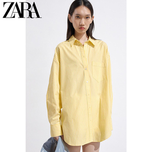 ZARA 24夏季新品 TRF 女装 休闲长袖条纹宽松衬衫 3217253 300