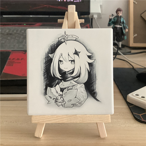 原神派蒙画像肖像动漫周边派蒙娜丽莎的画像礼物桌面摆件装饰