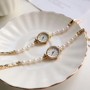 Agete最新款天然淡水珍珠日系手表ins风手链式表带轻奢石英女表