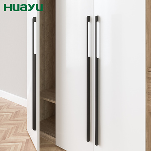 画宇黑色加长轻奢橱柜衣柜长拉手简约一体柜门大拉手柜子门把手