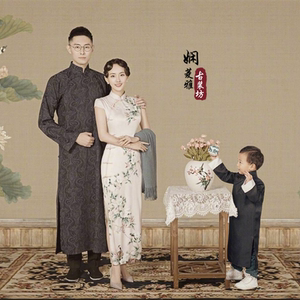 张嘉倪旗袍买超民国长衫全家福古装一家四口亲子复古中国风写真服