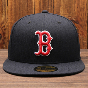 mlb平沿帽男球员款全封闭棒球帽红袜队字母b帽子女new era嘻哈帽