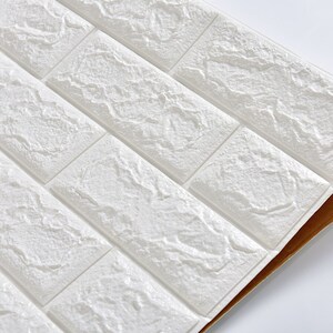 地中海白色墙纸自粘砖纹无纺布宿舍贴纸3d砖块墙贴电视墙壁纸客厅