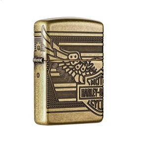 zippo芝宝哈雷2019年度版四面深雕古铜骑士羽翼29898鹰盾打火机