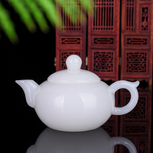新疆和田玉茶壶酒壶和田白玉茶具把把壶酒壶酒具玉石摆件