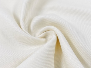 加厚挺括75%羊毛 奶白色细纹精纺毛料布料西装西裤套装风衣面料