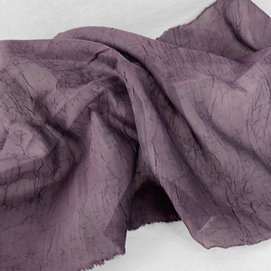 褶皱欧根纱●深紫纯色设计师肌理化纤欧根纱面料衬衫汉服春夏布料