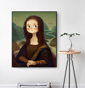 数字油画diy可爱名画 q版蒙娜丽莎梵高创意卧室客厅人物装饰油画