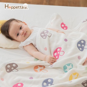 日本Hoppetta好陪他六层纱布婴儿被子空调被纯棉四季通用宝宝盖毯