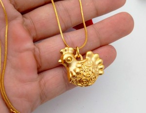 十二本命生肖鸡年小金鸡吊坠越南沙金黄铜镀金仿黄金3D沙金项链