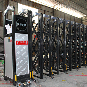 黑皇冠铝合金伸缩门电动工厂大门车牌识别自动移门庭院折叠收缩门