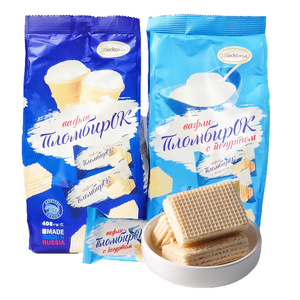 俄罗斯进口阿孔特牌威化饼冰淇淋味酸奶味威化饼干奶酷味休闲零食