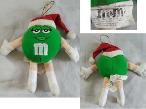 m豆/玛氏巧克力豆玩具 2002 绿豆 圣诞款 毛绒 玩偶公仔娃娃