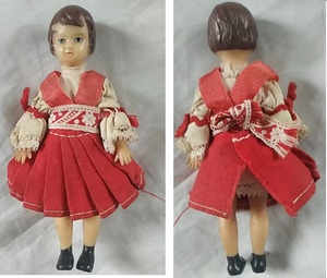老玩具 怀旧 软胶娃娃 迷你 环球民族人偶 捷克传统服饰玩偶 磨损