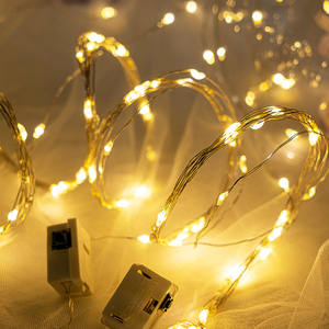 LED闪灯铜线灯幼儿园手工生日氛围礼物盒星小灯串花束装饰暖白灯