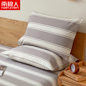 日式老粗布枕套一对装纯棉夏季枕头套全棉男女双人48cmx74cm夏天