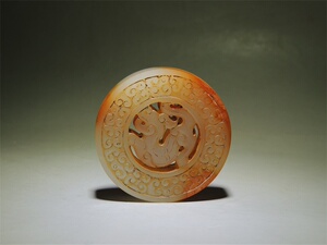 古玉老玉 和田玉精美春秋战国汉代螭龙玉璧 沁色自然 包老保真