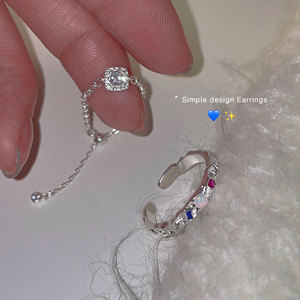 戒指女小众设计高级感纯银2024年新款潮锆石彩色欧泊石指环食指戒
