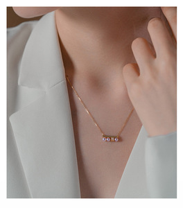 明星同款tasaki平衡木纯银项链日本akoya天然海水珍珠颈链新品