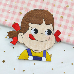 不二卡通女孩头像刺绣布贴破洞补丁贴衣服贴花书包diy熨烫背胶