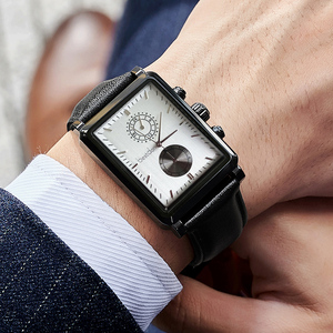 邦顿长方形手表男士2021年新款石英机械表防水复古商务方形男人表