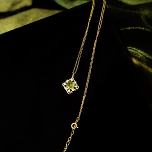 「金鱼记忆」新中式银饰项链绿色吊坠显白女款法式轻奢复古颈链