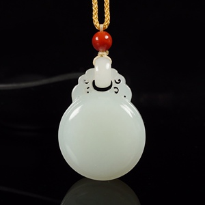 天然和田玉羊脂级套环圆牌吊坠男女款圆牌无事牌玉坠挂件项链玉牌