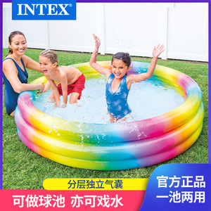 INTEX儿童游泳池家用充气水池 家庭戏水池 婴儿海洋球池 钓鱼池
