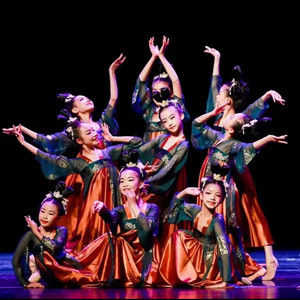 海外桃李杯同款玉人舞表演出服双面燕洵女童舞蹈服儿童汉唐襦裙