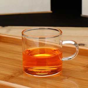 【四个装】加厚款玻璃杯饮茶杯个人杯品茗杯茶具带把工夫杯100ML
