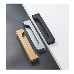 黑色轻奢简约抽屉暗拉手衣柜门板扣手隐形厨柜把手开槽内嵌式设计