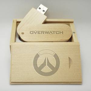 8g守望先锋浮雕木刻白枫木u盘支持定制文字图案送朋友同学礼品潮