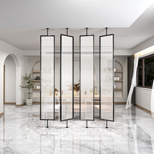 轻奢简约现代长虹钢化玻璃屏风铁艺旋转装饰隔断入户餐厅客厅玄关