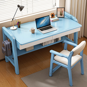 儿童学习桌小学生家用写字桌椅卧室男孩实木电脑桌子简易升降书桌