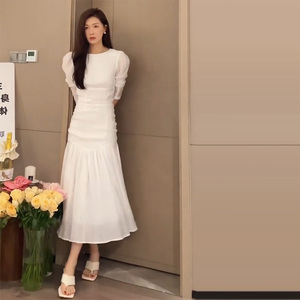 法式白色连衣裙女夏质感高级感仙女裙2024新款领证登记小礼服长裙