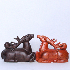 雍容贵府黑檀木鹿木摆件花梨木酒架红酒架酒柜装饰品红木工艺品