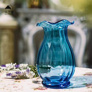 荷叶边花瓶玻璃透明摆件客厅插花北欧风水养富贵竹绿萝满天星干花