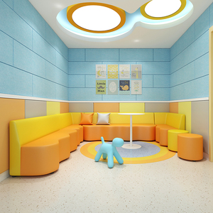 早教中心亲子园家长接待室儿童波浪凳商场游乐区软包组合靠背沙发