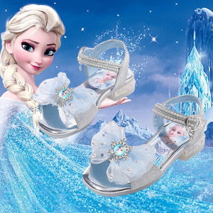 女童凉鞋爱莎公主鞋2023新款儿童软底水钻凉鞋女孩演出亮片水晶鞋
