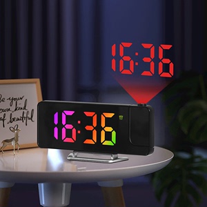 新款智能夜光数字投影钟大屏幕静音投射创意多功能电子闹钟钟表