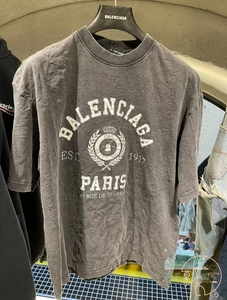 balenciaga巴黎世家 22新款做旧麦穗皇冠锁扣logo字母短袖男t恤女