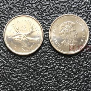 加拿大25加分 北美驯鹿 全新保真 【外国 北美洲硬币】