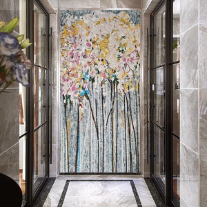 小红书网红玄关背景墙美式乡村手工马赛克拼图剪画玻璃装饰画壁画