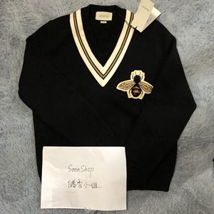 【soon shop】gucci v领刺绣小蜜蜂毛衣 针织衫 现货特价正品实拍